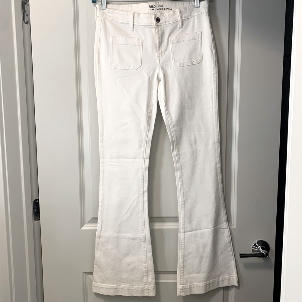 Gap White Stretch, Wide Leg Flare Jeans | Size 4
